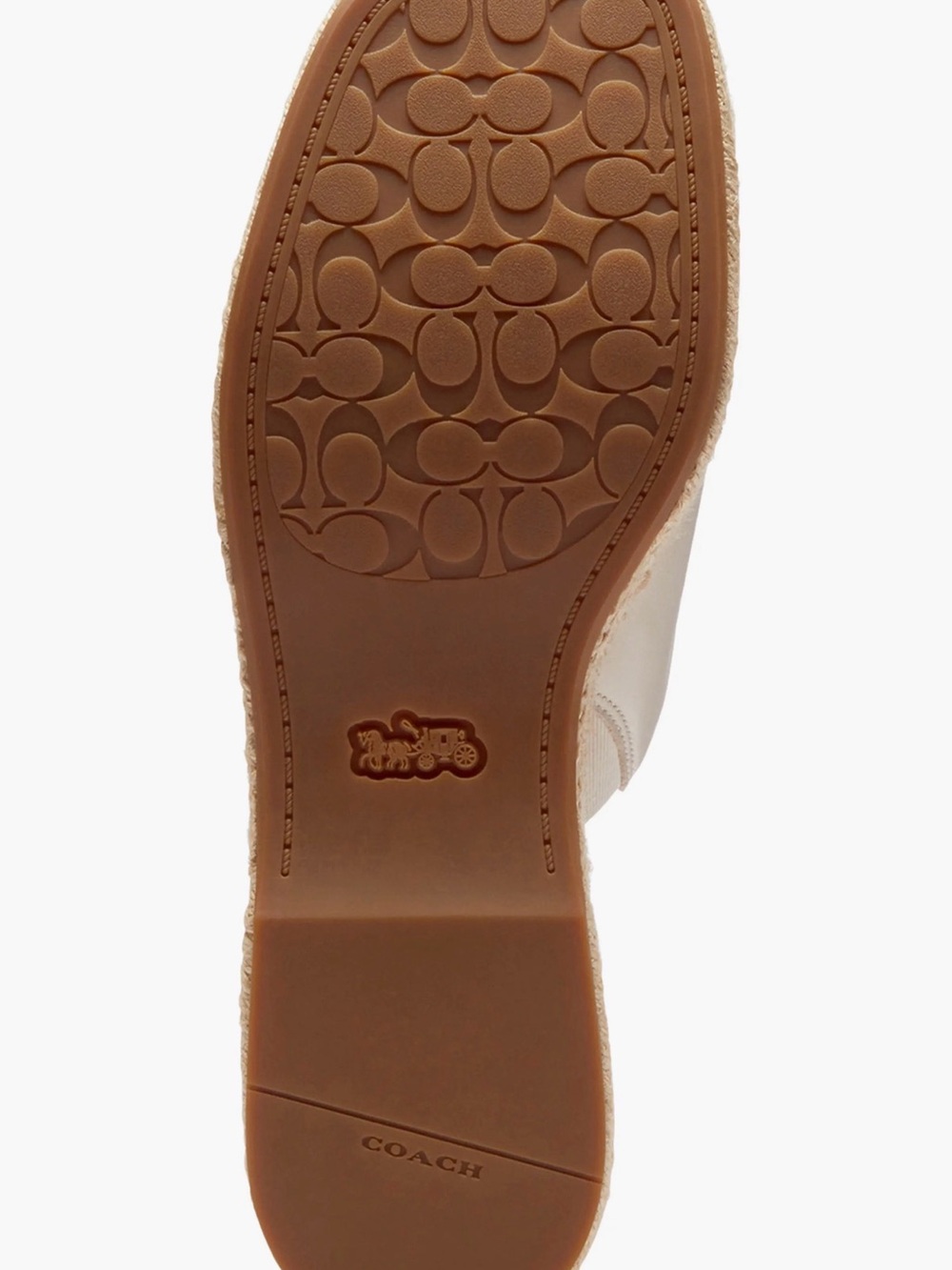 Coach Cream Leather Espadrille Wedge Slide with Gold C Accent - Picture 3 of 4